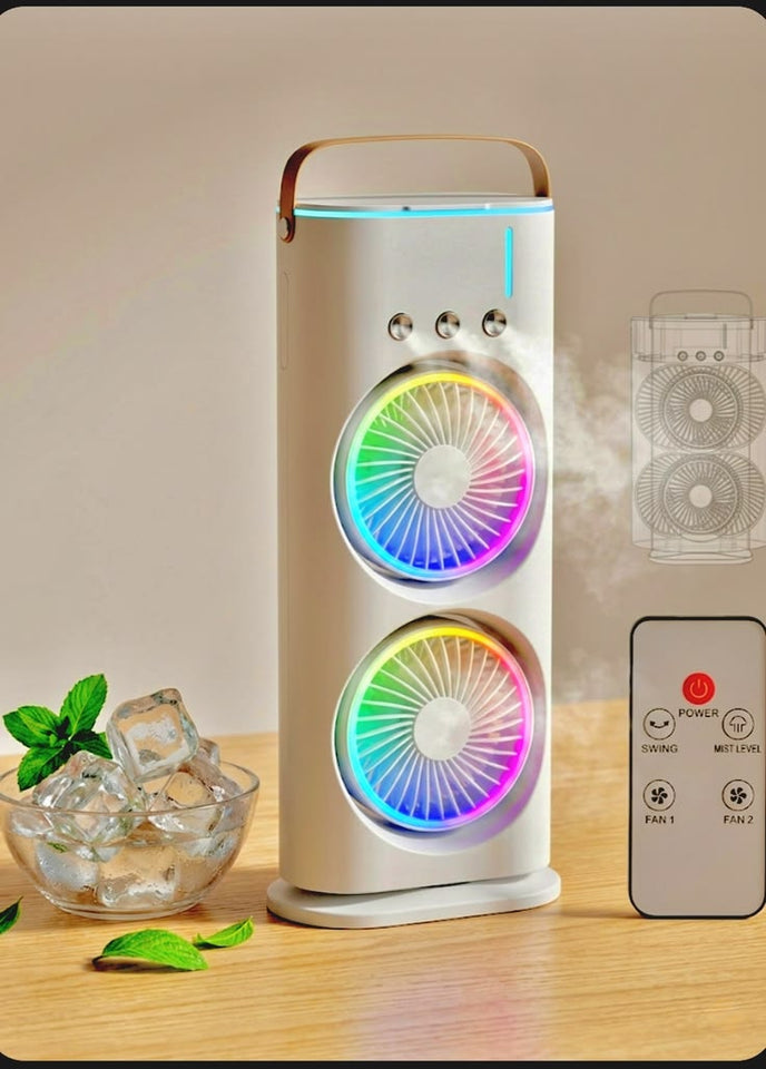 Dual-Fan Portable Air Cooler with Sleek Minimalist Design