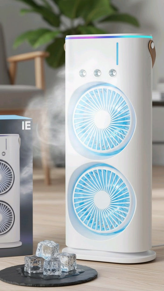 Dual-Fan Portable Air Cooler with Sleek Minimalist Design